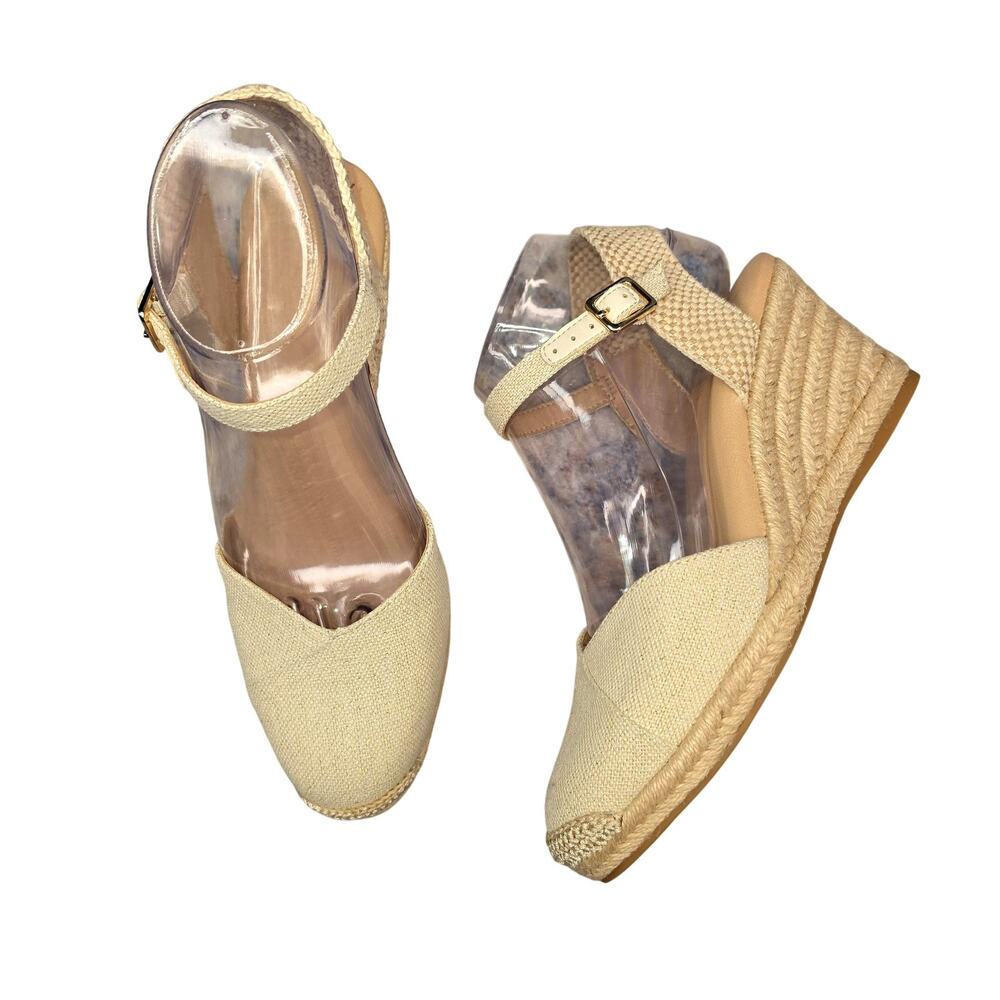 Alex Marie Shoes Womens Size 7.5 Beige Espadrille Wedge Sandals Ankle Strap Boho